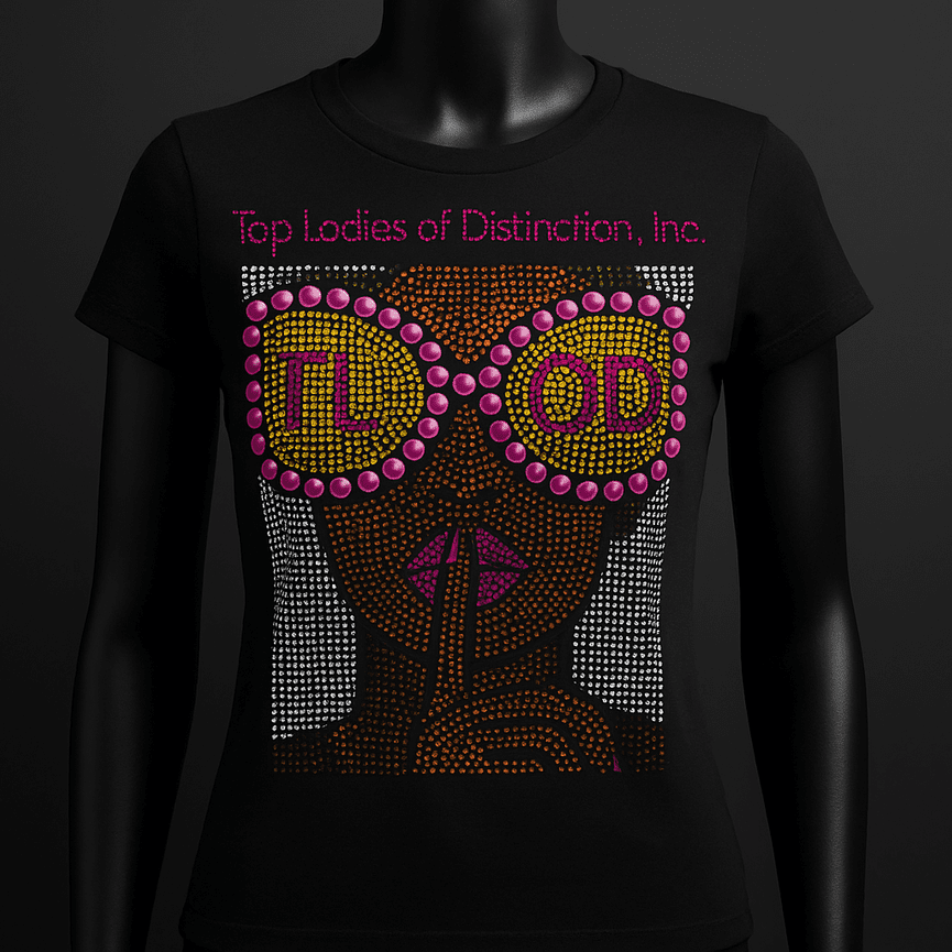 TLOD Lady w/Glasses Bling Tee (Black)