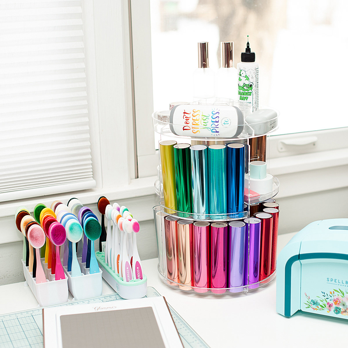 Foil Roll and Blending Brush Storage Ideas - Lea Lawson Creates