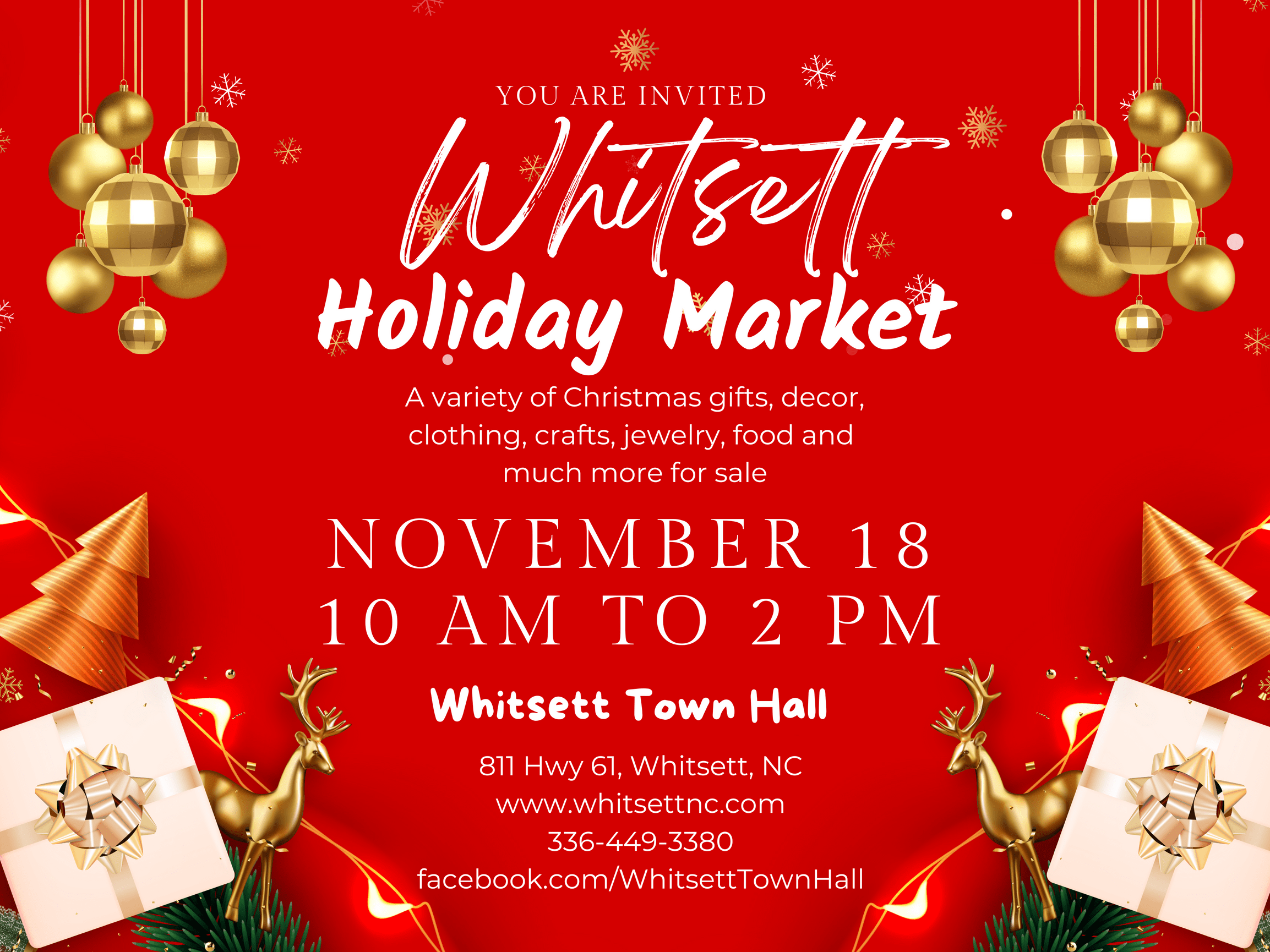 Whitsett Holiday Market 2023 Whitsett Town Hall
